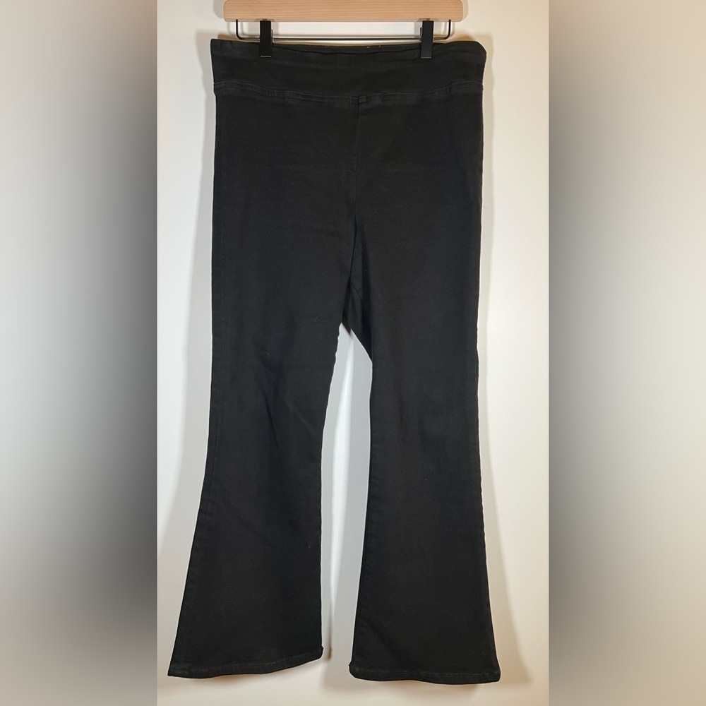 FRAME The Jetset Flare Sheen Noir Black super stretch denim high rise sz L(2)